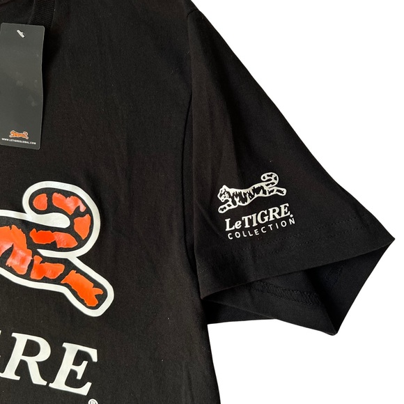 Le Tigre Classic Logo T-Shirt, Black shirt with orange and white logo, NWT - Picture 6 of 8